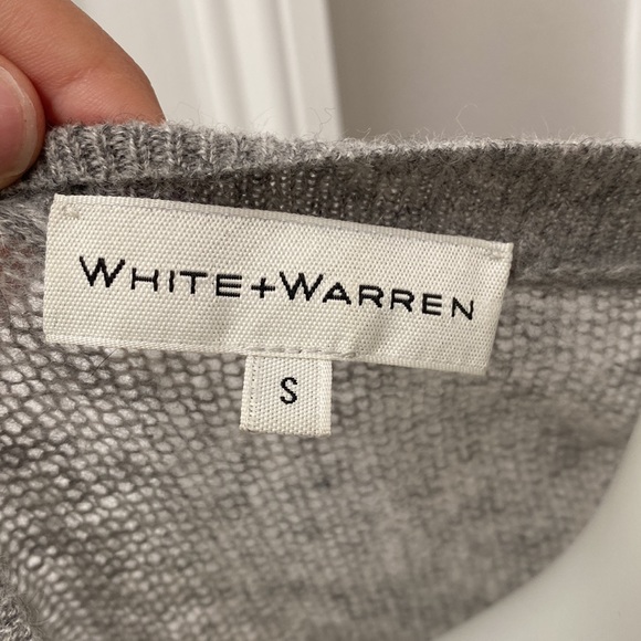 White and Warren Cashmere Grey Sweater Crew Neck Lightweight - Picture 4 of 7